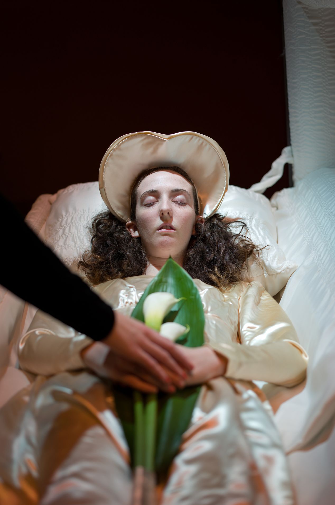 A woman in a casket, editorial portrait photography, Ilona Szwarc, Los Angeles.