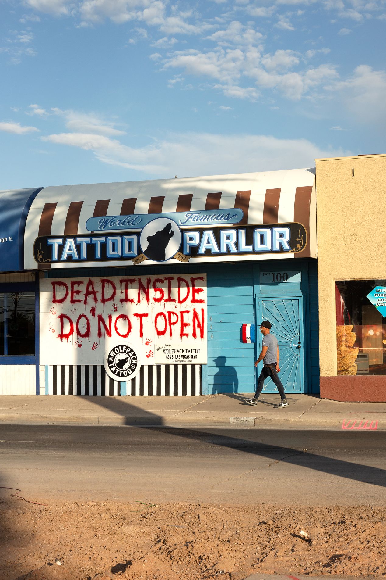 Lonely figure on the empty streets of Las Vegas during Covid-19 outbreak, Ilona Szwarc, Los Angeles editorial photographer.